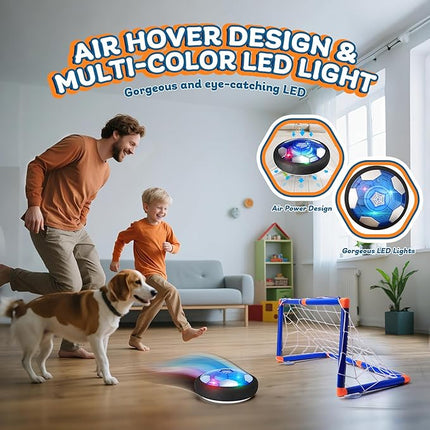 3-in-1 Hover Soccer Ball, Kids Toddler Hockey Set with LED Lights,Indoor Outdoor Toys for Kids, Soccer Gift for Boys 6-8 8-12, Birthday,Kids, Boys Girls Age 6, 7, 8, 9, 10, 11, 12