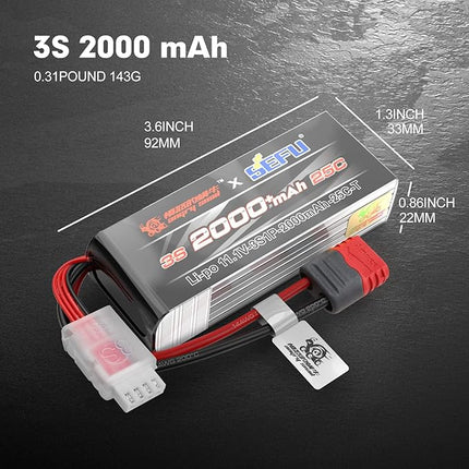 HYPER GO Angry Snail 3S2000 RC Car Upgrade Accessories 3S 11.1V 2000 mAh 25C LiPo Battery, Spare Parts RC Battery All 1/14, 1/16 Scale