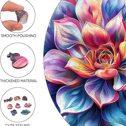 Wooden Puzzles for Adult 500 Piece, Flower Succulent Puzzle for Girls and Women, Challenging Puzzle, Luxurious Shaped Wooden Puzzles for Adults, Family Game 16.9 x 16.3in