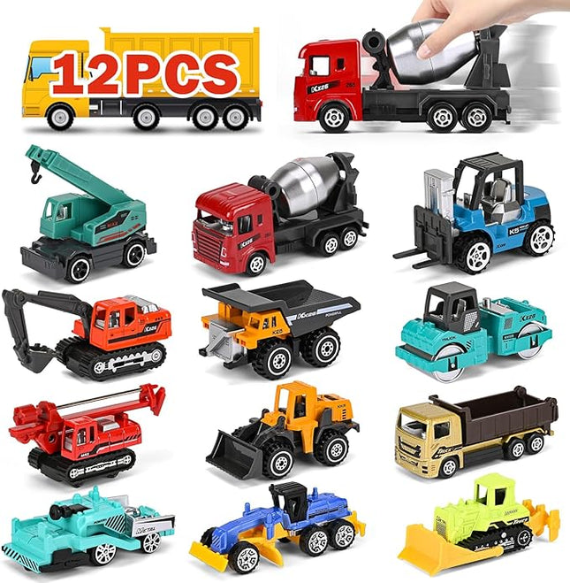 ZHFUYS 12PCS Metal Mini Cars Toy for Kids, Toy Cars for Kids, Trucks Toy Vehicles Set for Toddlers, Party Favors for Toddler Toys,Educational Play, Birthday Gift for Boys Girls