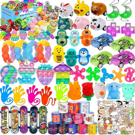 117 Pcs Party Favors for Kids 4-8, Birthday Gift Toys, Pop Fidget Toys, Treasure Box Toys, Carnival Prizes, School Classroom Rewards, Pinata Stuffers, Goodie Bags Filler for Boys Girls 8-12