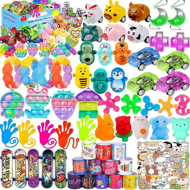 117 Pcs Party Favors for Kids 4-8, Birthday Gift Toys, Pop Fidget Toys, Treasure Box Toys, Carnival Prizes, School Classroom Rewards, Pinata Stuffers, Goodie Bags Filler for Boys Girls 8-12