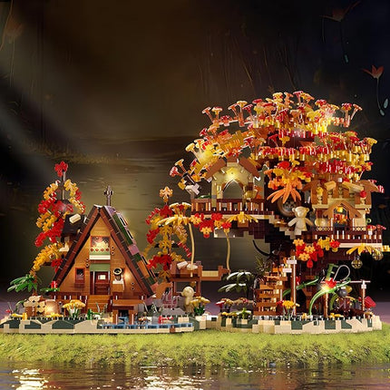 Cherry Blossom Bonsai Tree House Building Blocks Set Plants Flowers Treehouse Architecture Micro Mini Block Kits Gift for Adults and Kids（2725 Pieces）