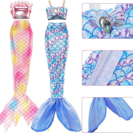 20 PCS Doll Clothes Swimwear Beach Bathing Set Including 5 Bikini Swimsuit, Coat, Mermaid Dress, 5 Shoes, 3 Slippers, Swimming Ring Float, Drinks and Sunglasses Accessories for 11.5 inch Girl Doll