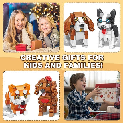 9 in 1 Mini Dog Building Blocks Set, Micro Bricks Animals Building Toys, Party Favors Pet Toys Gifts for Kids, Christmas Dog Toy for Boys and Girls