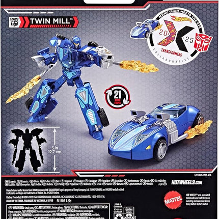 TRANSFORMERS Collaborative Hot Wheels x Twin Mill, Deluxe Class 5-Inch Robot Action Figure Converts to Racecar, Car Toys for Ages 8+