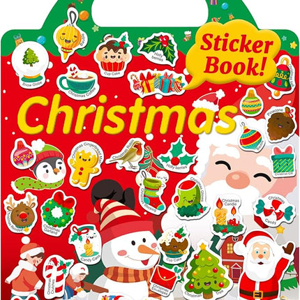 Benresive Reusable Sticker Book for Toddlers 2-4 Years, Fun Travel Stickers for Kids, Waterproof Sticker Books for Toddlers 1-3, Crafts Activities for Todddlers 1-3 2-4 3-5 - Christmas