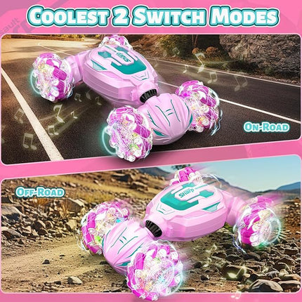 Gesture Sensing RC Stunt Car, Pink Remote Control Car for Girls Birthday Gifts, Pink RC Car for Kids Age 6-12, 2.4Ghz Hand Controlled Twist Cars, 360° Rotating Cars Toy for Girls Age 8 9 10 11+
