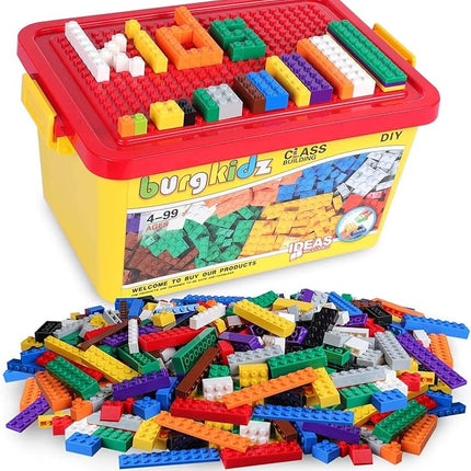 burgkidz Building Bricks 568 Pieces Toys, Classic Building Blocks Includes Wheels, Door, Window, Compatible Bulk Block with Storage Box and Baseplate, STEM Educational Gift for Kids 3+ Year