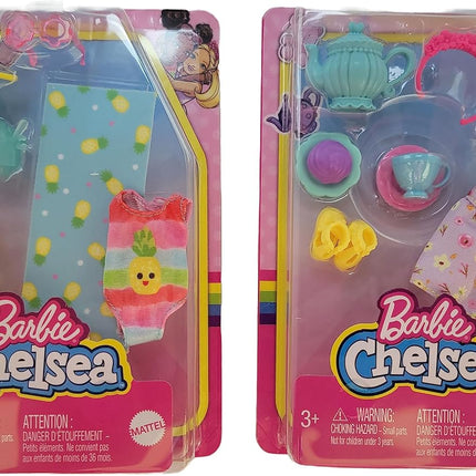 Barbie Chelsea Beach & Tea Party Accessory Fashion Pack Bundle – Mix of Beachwear & Tea Party Essentials for Chelsea Doll | Ages 3+
