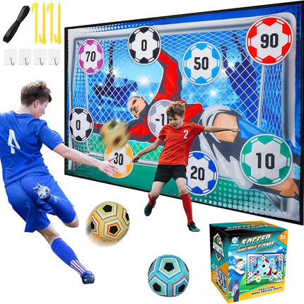 VATOS Toy Soccer Ball Game Set for Boys and Girls, Indoor Outdoor Backyard Toss Soccer Goal Game with 2 Balls, 1 Flannel Target, Soccer Toys for 3-5 6-8 8-12 Years Old Kids Birthday