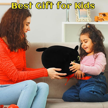 Black Cat Plush Stuffed Animal-11.8'' Black Cat Plush Toy, Cute Soft Plush Pillow, Cute Soft Plushie Pillow Plushie Stuffed Cat Toys, Christams Birthday Decoration Doll Gift for Kids Girls Boys