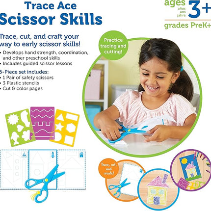 Learning Resources Trace Ace Scissor Skills Set - Develop Scissor Skills, Toddler Scissors, Preschool Learning Activities for Boys and Girls Ages 3+