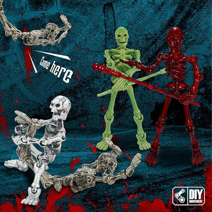 6 Pack T13 Action Figures Set, Skeletons for Halloween, Dummy 13, Titan 13 Skeleton Action Figure, Skeleton Toy 3D Printed Multi-Jointed Movable Skeleton Decor
