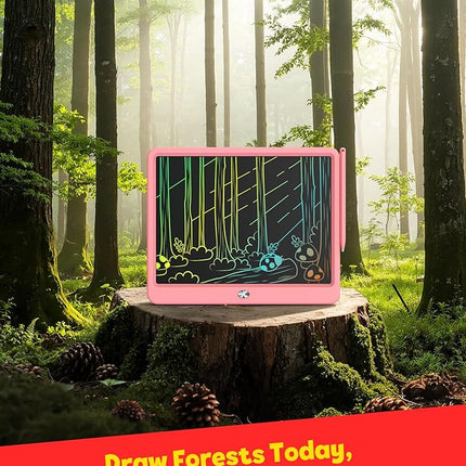 TEKFUN LCD Writing Tablet for Kids Girls Toys, 12 Inch Erasable Drawing Tablet Doodle Board Colorful Doodle Pad, Gifts for Toddlers Girls Adults (Pink)