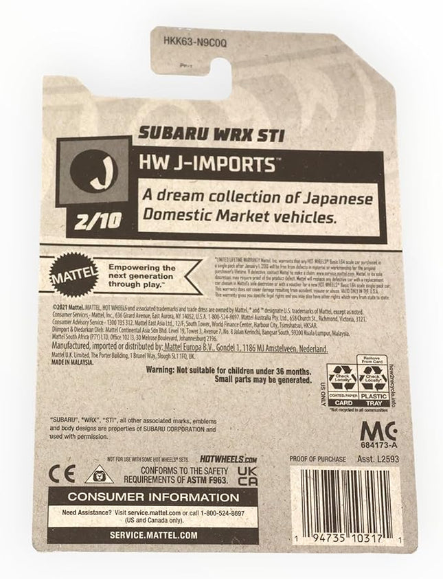 Hot Wheels Subaru WRX STI, HW J-Imports 2/10 [White] 21/250
