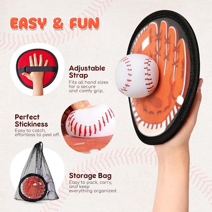 Playzap Toss and Catch Ball Set - Ultra Soft & Safe Toddler Baseball Gloves Designed for Pain-Free - Kids Games Toys Indoor Outdoor - Great for Yard Beach Pool - Gift for Boys Girls 2-4 5-7 8-10 Years