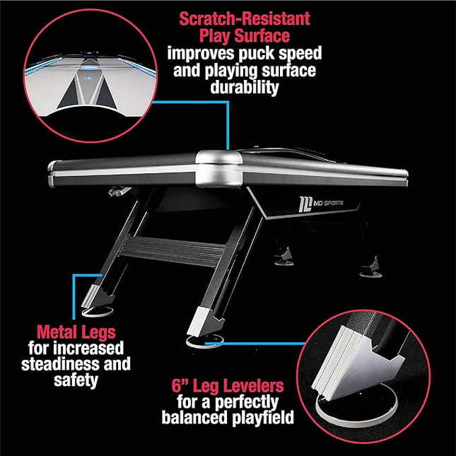 MD Sports Air Hockey Table with Arcade Electronic Scorer, Perfect for Family Game Rooms