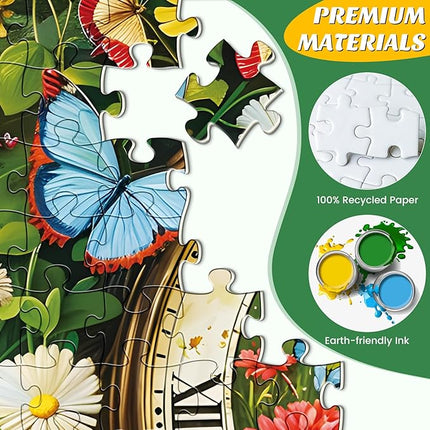 500 Pieces Puzzle for Adults,Fantasy Forest Clock Puzzle,Recycled Cardboard Flowering Time Puzzles 500 Pieces,Challenging Game Home Decor Birthday Party Gift Toy for Adults Kids Seniors 20.5 * 15 in