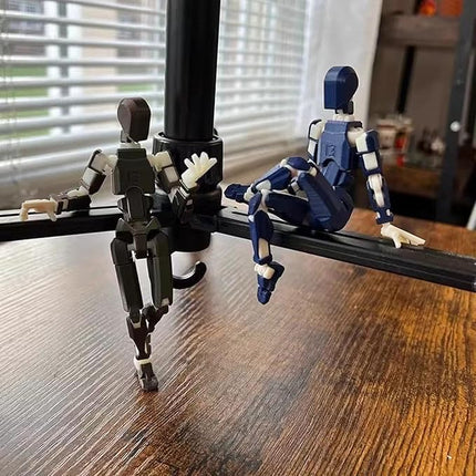 (Assembly Completed) T13 Action Figures Set Lucky Dummy Nova 13 Action Figure Robot Anime Stick Figures Fidget Toys for Boys Multi Movable Joints Gifts Toys for Kids (White+Black+Blue+Yellow)