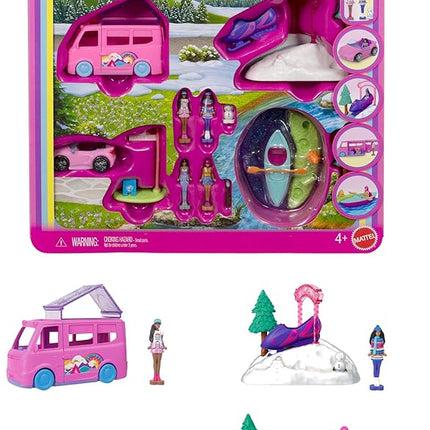 Barbie Mini BarbieLand 4-Pack Doll & Toy Vehicle Set with 4 1.5-inch Dolls & 4 Iconic Toy Vehicles with Color-Change Surprise