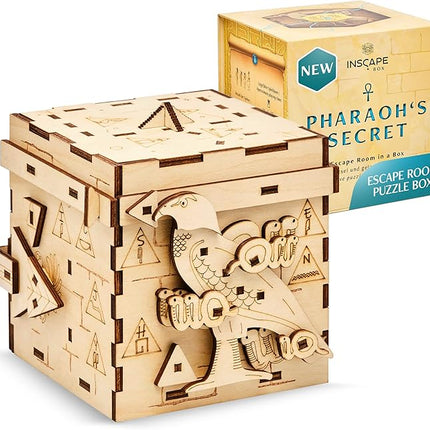 INSCAPE Pharaoh´s Secret Puzzle Box - Escape Room in A Box for Adults - Cluebox - Mind Puzzles for Adults - Puzzle Boxes with Hidden Compartments - Wooden Puzzle Box - Birthday Gift Gadget