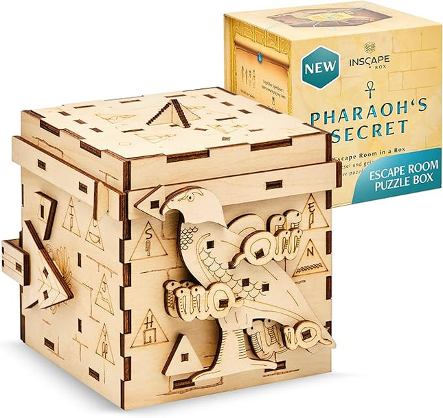 INSCAPE Pharaoh´s Secret Puzzle Box - Escape Room in A Box for Adults - Cluebox - Mind Puzzles for Adults - Puzzle Boxes with Hidden Compartments - Wooden Puzzle Box - Birthday Gift Gadget