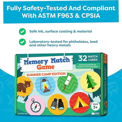 Matching Memory Game - Memory Games For Kids Ages 4-8 - Memory Matching Games For Toddlers 3-5 - Kids Camping Toys Gifts - Preschool Board Game - Preschool Learning Activities Educational Toys