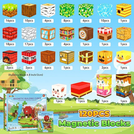 Magnetic Blocks Kids Games Building Toys for 3 4 5 6 7 8 9 10 11 12 Year Old Boys Girls, Magnetic Tiles Cubes STEM Sensory Toys for Toddler Travel Party Christmas Birthday Gifts