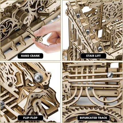 3D Wooden Puzzle Marble Run for Adults, DIY Marble Run Wooden Model Kit, HDF Material, Mechanical Puzzle, Modern Style, 334 Pieces, 1 Set, 1 Item, 1 Package