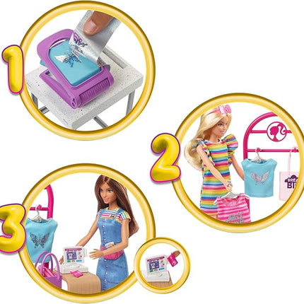 Barbie Doll & Accessories, Make & Sell Boutique Playset with Display Rack, Create Foil Designs