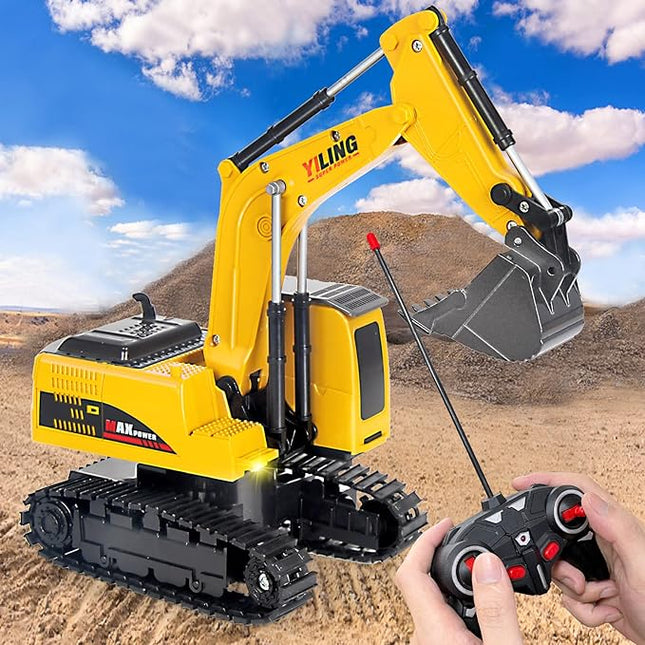 Remote Control Excavator & Dump Truck Toy for Kids(Set of 2) with Lights and Sounds,Construction Vehicles RC Trucks Toys for Boys Kids 3 4 5 6 7 8 9 10 Year…