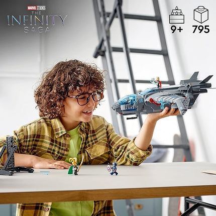 LEGO Marvel The Avengers Quinjet 76248, Spaceship Building Toy Set with Thor, Iron Man, Black Widow, Loki and Captain America Minifigures, Infinity Saga