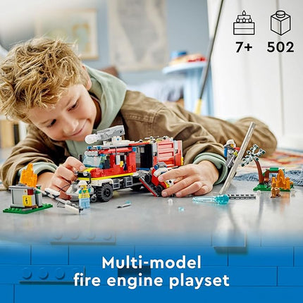 LEGO City Fire Command Truck Building Set - Fire Truck Toy with Land & Air Drones for Boys & Girls, Ages 7+ - Kids Pretend Play Toy with 3 Minifigures - Gift Ideas for Birthdays - 60374