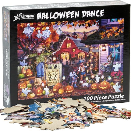 Vermont Christmas Company Halloween Dance Jigsaw Puzzle - 100 Pieces for Adults & Kids - 19" x 13" Halloween Jigsaw Puzzle with Large, Fully Interlocking & Randomly Shaped Pieces