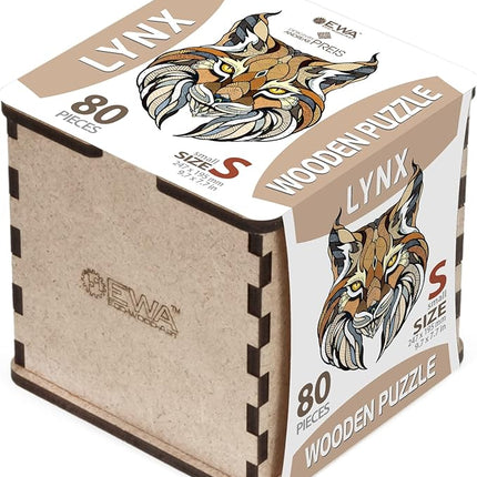 EWA Home Décor – Lynx Small 80 Pieces – Wooden Jigsaw Puzzle for Adults – Perfect for Artistic Home Decoration and Mindful Relaxation