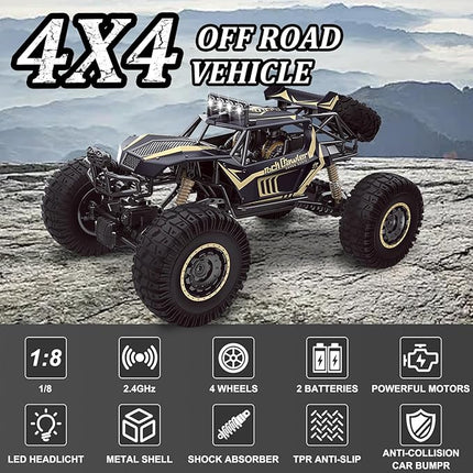 1/8 20IN Alloy RC Truck 2.4G All Terrain Large Remote Control Car Racing Car Off-Road Climbing Vehicle Buggy Boy Toy Gifts for Children and Adults Black