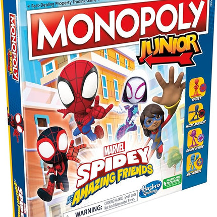 Monopoly Junior: Marvel Spidey and His Amazing Friends Edition Board Game for Kids Ages 5+, with Artwork from The Animated Series, Kids Board Games (Amazon Exclusive)