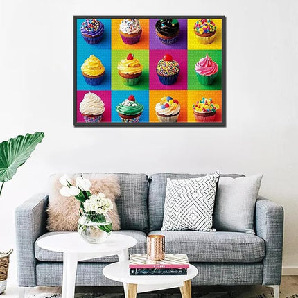 1000 Piece Jigsaw Puzzles for Adults Colorful Cute Cupcakes Jigsaw Puzzle Flower 1000 Pieces Puzzles Game Sweet Donut Dessert Wall Decor DIY Craft Puzzle Different Decorations Cupcakes Art