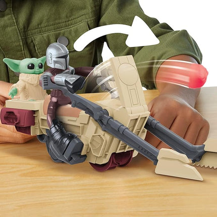 Play-Doh Star Wars: The Mandalorian Launching Speeder Playset, Bendy Grogu & 4 Inch Mando Action Figures, Imagination Toys for 4 Year Old Boys & Girls & Up