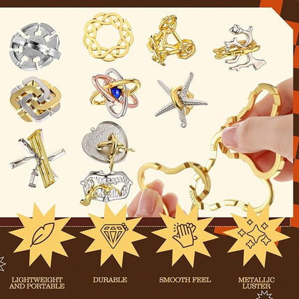Yilloog 24 Pcs Metal Brain Teaser Puzzles Assortment for Adults Difficult Magic Puzzles Highly Hard Brain Games Iq Logic Test Disentanglement Game for Classroom Mind Challenge (Funny)