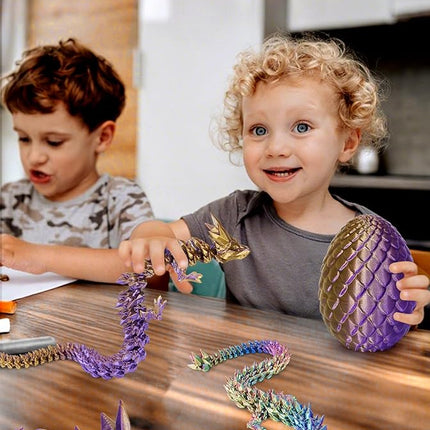 12 Inch 3D Printed Dragon - Mystery Surprise Egg with Flexible Articulated Dragon Inside, Cool Dragons Toys for Boys Kids Age 5-7