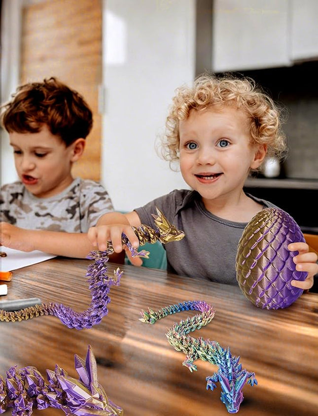 12 Inch 3D Printed Dragon - Mystery Surprise Egg with Flexible Articulated Dragon Inside, Cool Dragons Toys for Boys Kids Age 5-7