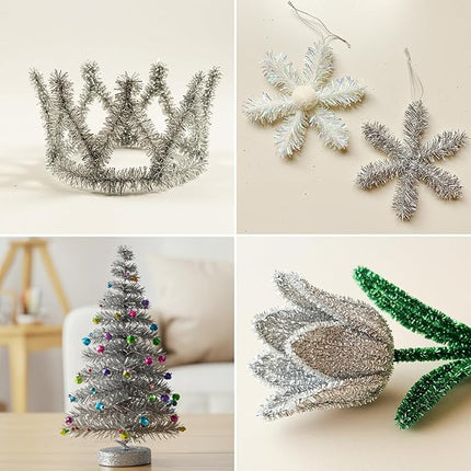 Caydo 200 Pieces Silver Pipe Cleaners Craft Chenille Stems for DIY Art Creative Crafts Party Decorations (12 Inch x 6 mm)