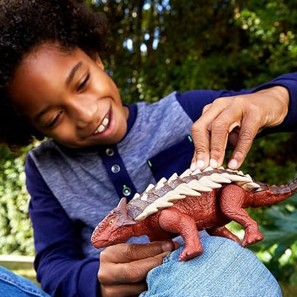 Mattel Jurassic World Dominion Roar Strikers Dinosaur Action Figure with Roaring Sound & Attack Action, Ankylosaurus Dino Toy Includes Digital Play