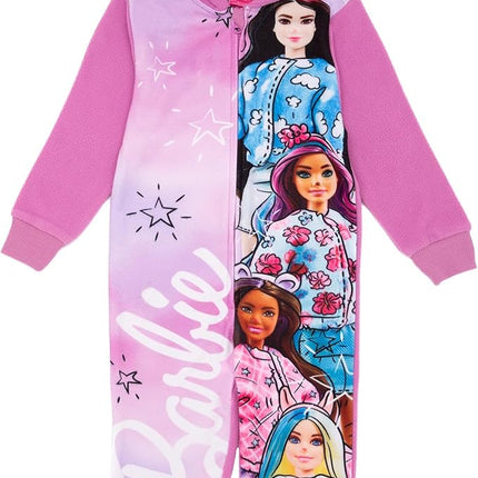 Barbie Girls Onesie | Young Ladies Pink Sketch Doll Hooded All in One Sleepsuit Pajama | Kids Colorful Character Bodysuit PJs