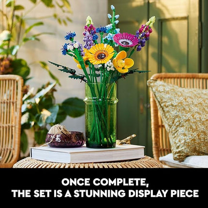 LEGO Botanicals Artificial Wildflower Bouquet - Fake Indoor Flowers Building Set for Home, Kitchen, Desk Decoration, Adults Ages 18+ - Gift for Birthdays - 10313