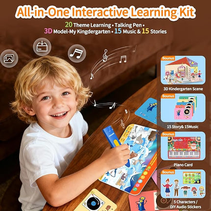 Interactive Search and Find Activity Books for Kids Ages 3-5, Toddler Travel Games Toys for Car Airplane, Road Trip Activities for Kids 4-8, Educational Preschool Learning Toys Gift with a Talking Pen