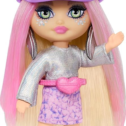 Barbie Extra Mini Minis Travel Doll with Pink & Blonde Hair, Fringe Top, Pastel Mini Skit & Desert-Themed Accessories