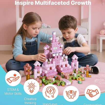 VEVOR Magnetic Blocks, 100 PCS Princess Castle Set, Magnetic Building Cubes for Kids, STEM Montessori Sensory Toys for Christmas Birthday Gift, Construction Stacking Toy for 3+ Years Old Boys & Girls